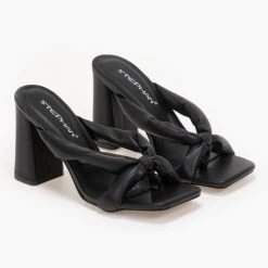 The Fashion Project Mules Block Heel με χιαστί φάσες - Μαύρο -Γόβες Εκπτώσεις block heel mules me xiasti fases 93249 0kku