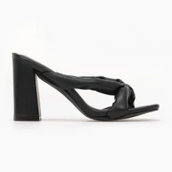 The Fashion Project Mules Block Heel με χιαστί φάσες - Μαύρο -Γόβες Εκπτώσεις block heel mules me xiasti fases 93249 ltz5