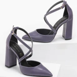 Γόβες μυτερές με χιαστί λουράκια Estil - Μωβ -Γόβες Εκπτώσεις estil anoixtes goves me xiasti lourakia 96746 m5lo