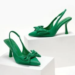 The Fashion Project Γόβες μυτερές με Oversize φιόγκο - Πράσινο -Γόβες Εκπτώσεις goves anoixtes me oversize fiogko 104658 vt2n 1