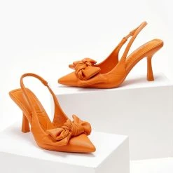 The Fashion Project Γόβες μυτερές με Oversize φιόγκο - Πορτοκαλί -Γόβες Εκπτώσεις goves anoixtes me oversize fiogko 104660 mon9