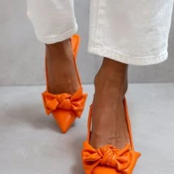 The Fashion Project Γόβες μυτερές με Oversize φιόγκο - Πορτοκαλί