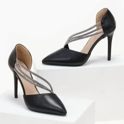 The Fashion Project Γόβες μυτερές με Strass - Μαύρο -Γόβες Εκπτώσεις goves anoixtes me seires strass 106673 6s11 1