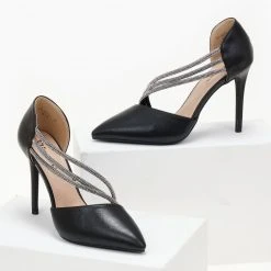 The Fashion Project Γόβες μυτερές με Strass - Μαύρο -Γόβες Εκπτώσεις goves anoixtes me seires strass 106673 6s11