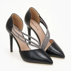 The Fashion Project Γόβες μυτερές με Strass - Μαύρο -Γόβες Εκπτώσεις goves anoixtes me seires strass 106673 yuol 1