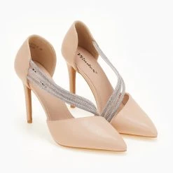 The Fashion Project Γόβες μυτερές με Strass - Μπεζ -Γόβες Εκπτώσεις goves anoixtes me seires strass 106674 kh8k 1