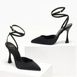 Γόβες μυτερές με χιαστί δέσιμο Tfp - Μαύρο -Γόβες Εκπτώσεις goves anoixtes me xiasti desimo tfp 107829 vzl3 1