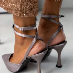 Γόβες μυτερές με χιαστί δέσιμο Tfp - Ατσαλί -Γόβες Εκπτώσεις goves anoixtes me xiasti desimo tfp 107831 678u