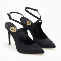 Γόβες μυτερές με χιαστί δέσιμο Tfp - Μαύρο -Γόβες Εκπτώσεις goves anoixtes me xiasti desimo tfp 108641 oeck 1