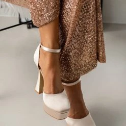 The Fashion Project Γόβες σατέν με μπαρέτα - Μπεζ -Γόβες Εκπτώσεις goves anoixtes saten me mpareta 105934 mrjd