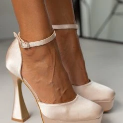 The Fashion Project Γόβες σατέν με μπαρέτα - Μπεζ