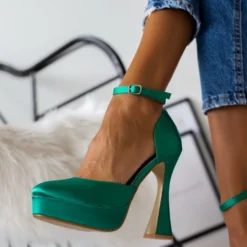 The Fashion Project Γόβες σατέν με μπαρέτα - Πράσινο -Γόβες Εκπτώσεις goves anoixtes saten me mpareta 105935 7w5k