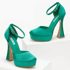 The Fashion Project Γόβες σατέν με μπαρέτα - Πράσινο -Γόβες Εκπτώσεις goves anoixtes saten me mpareta 105935 89wo 1