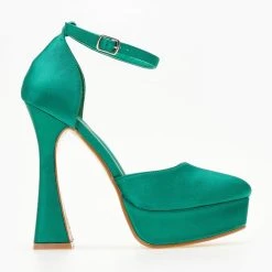 The Fashion Project Γόβες σατέν με μπαρέτα - Πράσινο -Γόβες Εκπτώσεις goves anoixtes saten me mpareta 105935 io1i 1