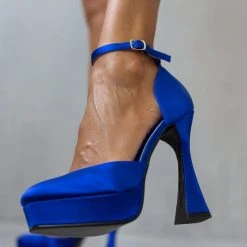 The Fashion Project Γόβες σατέν με μπαρέτα - Μπλε -Γόβες Εκπτώσεις goves anoixtes saten me mpareta 105937 2zsr