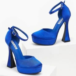 The Fashion Project Γόβες σατέν με μπαρέτα - Μπλε -Γόβες Εκπτώσεις goves anoixtes saten me mpareta 105937 5i13