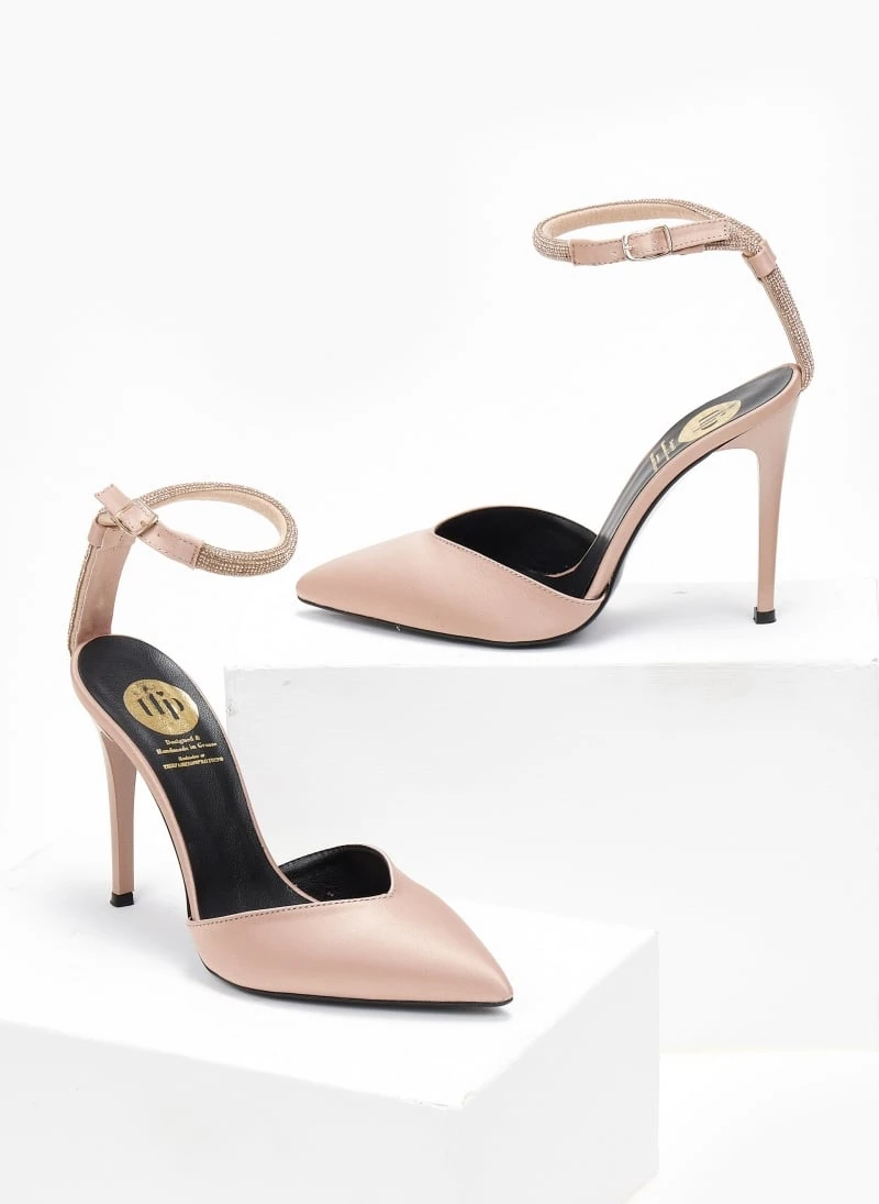 Γόβες σατέν με Strass μπαρέτα Tfp - Nude 3 Γόβες σατέν με Strass μπαρέτα Tfp - Nude - Image 3