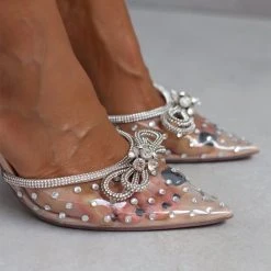 The Fashion Project Γόβες μυτερές με Strass και διαφάνεια - Μπεζ