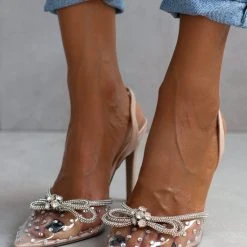 The Fashion Project Γόβες μυτερές με Strass και διαφάνεια - Μπεζ -Γόβες Εκπτώσεις goves diafaneis me strass kai fiogko 104804 mv4b