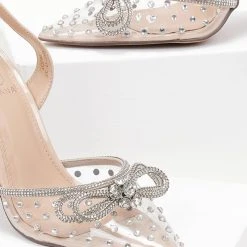 The Fashion Project Γόβες μυτερές με Strass και διαφάνεια - Μπεζ -Γόβες Εκπτώσεις goves diafaneis me strass kai fiogko 104804 xi61