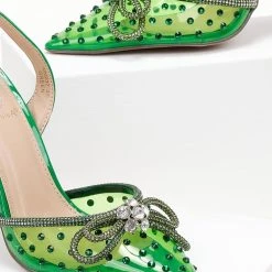 The Fashion Project Γόβες μυτερές με Strass και διαφάνεια - Πράσινο -Γόβες Εκπτώσεις goves diafaneis me strass kai fiogko 104805 o07e