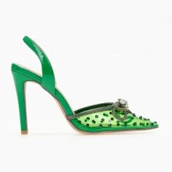 The Fashion Project Γόβες μυτερές με Strass και διαφάνεια - Πράσινο -Γόβες Εκπτώσεις goves diafaneis me strass kai fiogko 104805 pv99 1