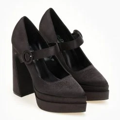 The Fashion Project Γόβες σατέν με φιάπα - Μαύρο -Γόβες Εκπτώσεις goves flatform saten me mpareta 107261 74d2 1