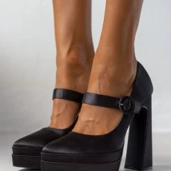 The Fashion Project Γόβες σατέν με φιάπα - Μαύρο