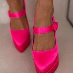 The Fashion Project Γόβες σατέν με φιάπα - Φούξια -Γόβες Εκπτώσεις goves flatform saten me mpareta 107262 ozge