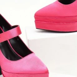 The Fashion Project Γόβες σατέν με φιάπα - Φούξια -Γόβες Εκπτώσεις goves flatform saten me mpareta 107262 r4zp