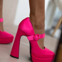 The Fashion Project Γόβες σατέν με φιάπα - Φούξια -Γόβες Εκπτώσεις goves flatform saten me mpareta 107262 s67i 1