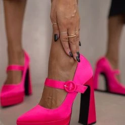 The Fashion Project Γόβες σατέν με φιάπα - Φούξια