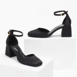 Γόβες καρέ σατέν με μπαρέτα Tfp - Μαύρο -Γόβες Εκπτώσεις goves kare saten me mpareta tfp 108797 irm7