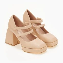 The Fashion Project Γόβες με φιάπα και λουράκια - Μπεζ -Γόβες Εκπτώσεις goves mary janes me dipli mpareta 105588 s8oo 1