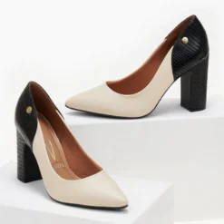 Γόβες μυτερές με διχρωμία VIZZANO 1285.431 - Μαύρο/Μπεζ -Γόβες Εκπτώσεις goves me dixrwmia vizzano 1285431 106458 kjkj