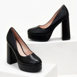 The Fashion Project Γόβες με φιάπα και ψηλό τακούνι - Μαύρο -Γόβες Εκπτώσεις goves me fiapa kai psilo takouni 105482 ekd2