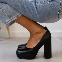 The Fashion Project Γόβες με φιάπα και ψηλό τακούνι - Μαύρο -Γόβες Εκπτώσεις goves me fiapa kai psilo takouni 105482 z16t 1