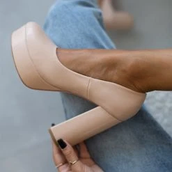 The Fashion Project Γόβες με φιάπα και ψηλό τακούνι - Μπεζ -Γόβες Εκπτώσεις goves me fiapa kai psilo takouni 105483 13p9