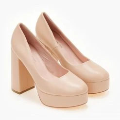 The Fashion Project Γόβες με φιάπα και ψηλό τακούνι - Μπεζ -Γόβες Εκπτώσεις goves me fiapa kai psilo takouni 105483 hps7 1