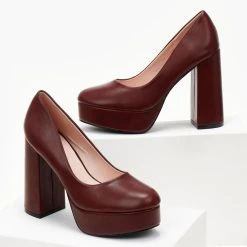 The Fashion Project Γόβες με φιάπα και ψηλό τακούνι - Μπορντό -Γόβες Εκπτώσεις goves me fiapa kai psilo takouni 105484 7509