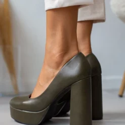 The Fashion Project Γόβες με φιάπα και ψηλό τακούνι - Λαδί -Γόβες Εκπτώσεις goves me fiapa kai psilo takouni 105485 zkkx