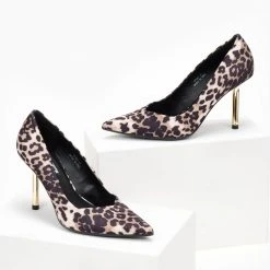 The Fashion Project Γόβες μυτερές με Print - Μαύρο/Μπεζ -Γόβες Εκπτώσεις goves me print kai metalliko takouni 107148 msol