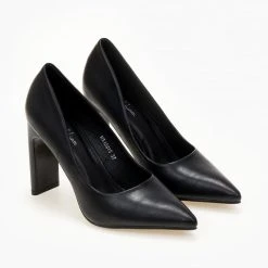 The Fashion Project Γόβες μυτερές με γυαλιστερό τακούνι - Μαύρο -Γόβες Εκπτώσεις goves muteres me gualistero takouni 105510 f9os