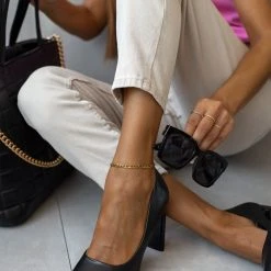 The Fashion Project Γόβες μυτερές με γυαλιστερό τακούνι - Μαύρο