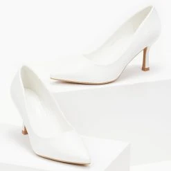 The Fashion Project Γόβες μυτερές με λεπτό τακούνι - Λευκό -Γόβες Εκπτώσεις goves muteres me lepto takouni 100003 7h8r