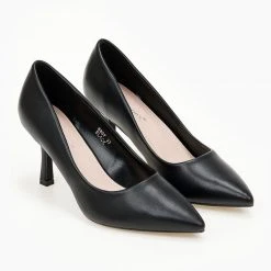 The Fashion Project Γόβες μυτερές με λεπτό τακούνι - Μαύρο -Γόβες Εκπτώσεις goves muteres me lepto takouni 100004 9pku