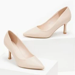 The Fashion Project Γόβες μυτερές με λεπτό τακούνι - Μπεζ -Γόβες Εκπτώσεις goves muteres me lepto takouni 100005 pd7f 1