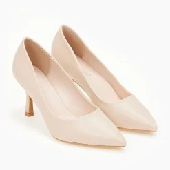 The Fashion Project Γόβες μυτερές με λεπτό τακούνι - Μπεζ -Γόβες Εκπτώσεις goves muteres me lepto takouni 100005 sigp