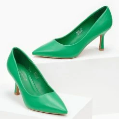 The Fashion Project Γόβες μυτερές με λεπτό τακούνι - Πράσινο -Γόβες Εκπτώσεις goves muteres me lepto takouni 100006 1hkz 1