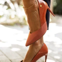 Γόβες μυτερές με Pattern VIZZANO 1344.104 - Κεραμιδί